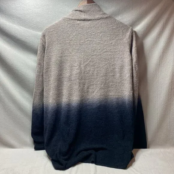 Barefoot Dreams Cozychic taupe to dark blue Ombre cardigan size 2XL - Picture 4 of 5
